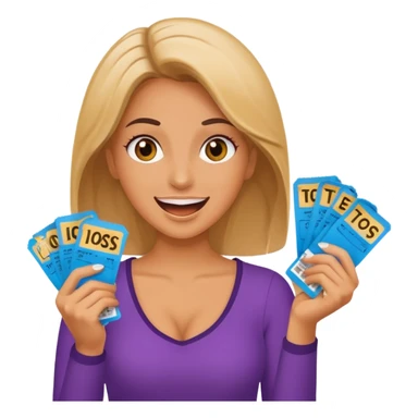 excited woman holding tickets sticker