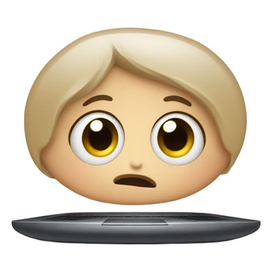 laptop with embarrassed face sticker