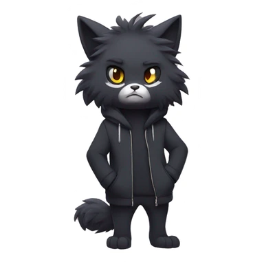 Dark Edgy Cool Shy Grumpy Fluffy FurSona Fakemon Full Body sticker