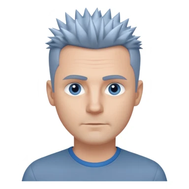 40 yr old white man short spike hair grey dress shirt blue eyes no smile sticker