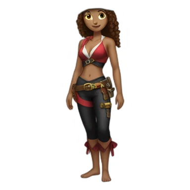 female pirate fullbody swimsuitt sticker