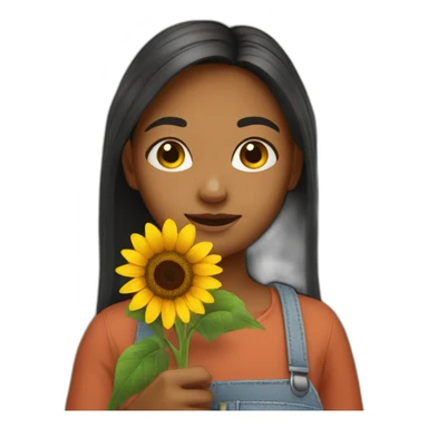 Girl holding sunflower sticker