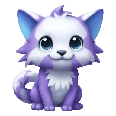 Cute cool purple white blue animal hybrid Fakemon full body sticker
