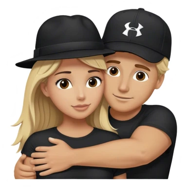 Blonde man wearing black Hurley hat hugging brunette woman sticker