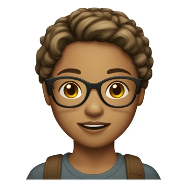 Short brown hair young girl with glasses light skin sticker