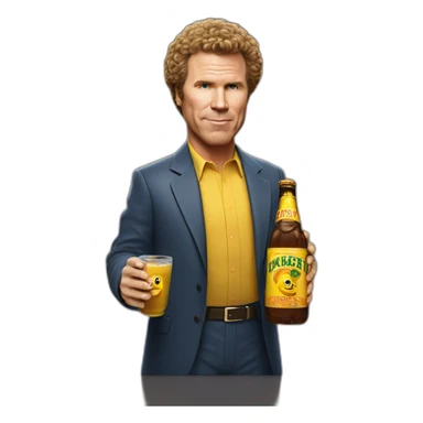 Will Ferrell with a bottle of buckfast sticker