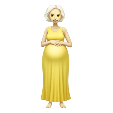 Pregnant white alien woman, full body in jellow  dress sticker