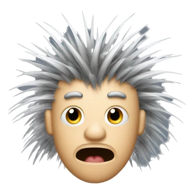 Porcupine man with star eyes looking shocked dizzy static hair sticker