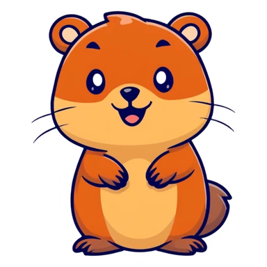 friendly cartoon beaver with flat tail sticker