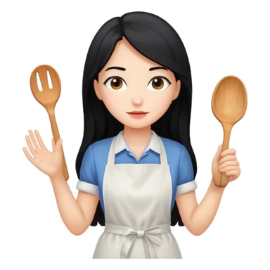 long black hair woman with apron sticker