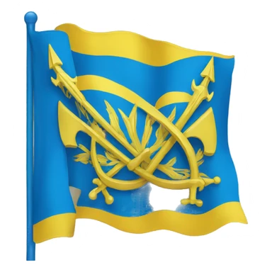 Blue flag with yellow Ukrainian trident in the middle sticker