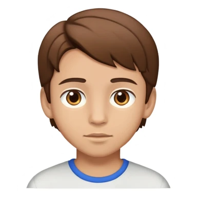 Boy with light skin and brown eyes and brown hair parted in the middle sticker