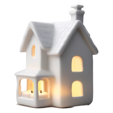 white ceramic home with candle lit ins sticker
