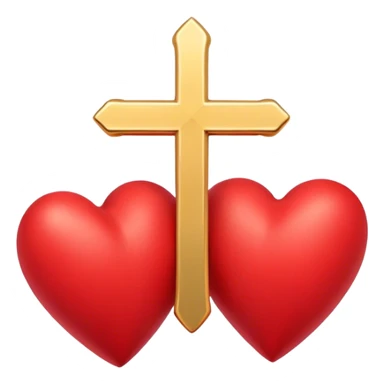Two red  hearts connected by one simple gold cross  sticker