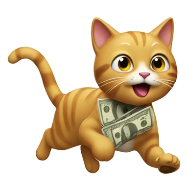 Cat running for money sticker