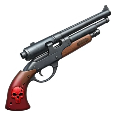 A shotgun pointed upward, in the style of your bleeding skull art. Dark gritty and menacing art style. Pointing up sticker