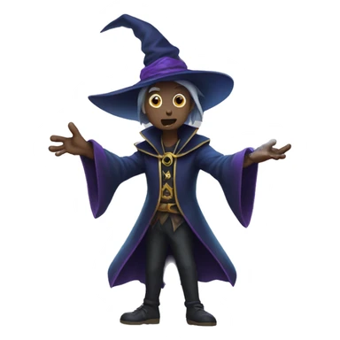 Dark magician casting a spell, iOS emoji style art sticker
