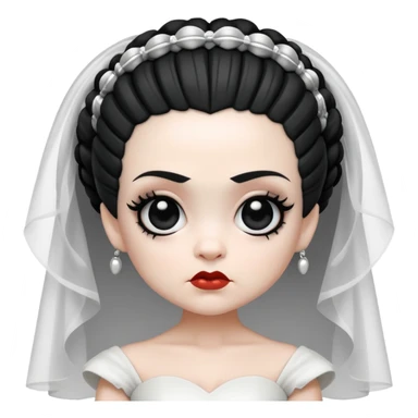 cute chibi Bride of Frankenstein with big eyes and black and white hair sticker