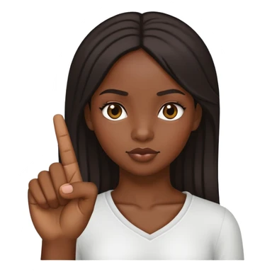 A black girl holding up a middle finger sticker