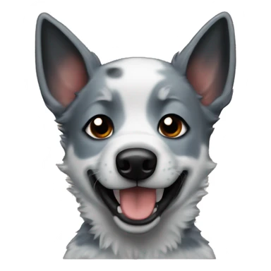 A blue heeler puppy with devil horns sticker
