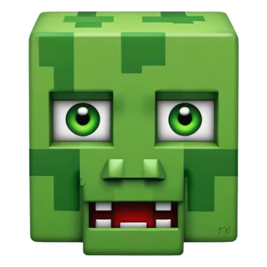 Minecraft creeper creature with sinister crooked looking and is creepy nightmarish and it looks like a creepy bloody green face sticker