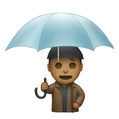 Man under umbrella raining sticker