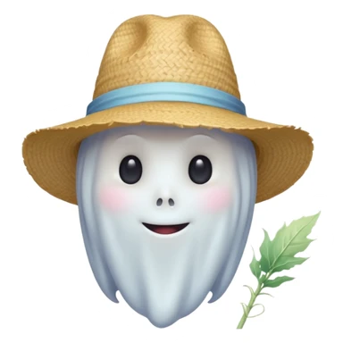 cute ghost farmer portrait, head and shoulders only, straw hat, round friendly face, soft pastel glow, harmless spirit vibe, 3D cartoon, mobile game icon style, clean background, no text, no watermark
 
 sticker
