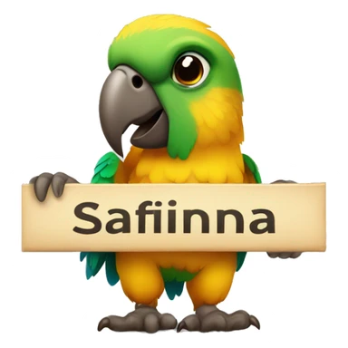 parrot  holding a sign with the inscription “Safina” sticker