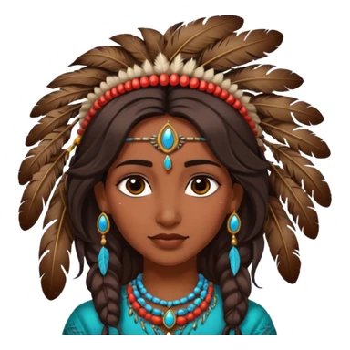 female indian with feather in hair sticker