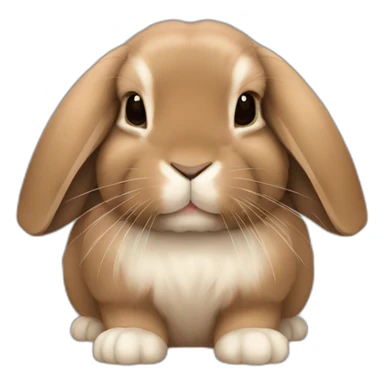 brown holland lop bunny (portrait, facing forward, iOS 17 style, happy) sticker