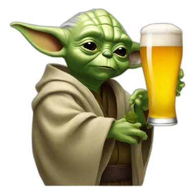 Yoda drinking a beer sticker