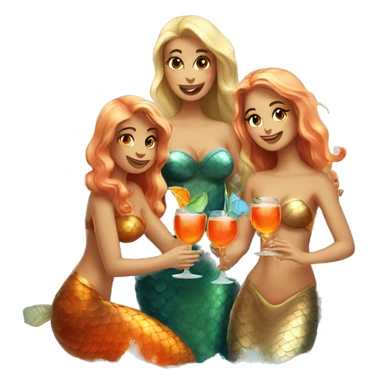 Three beautiful mermaids drinking aperol sticker