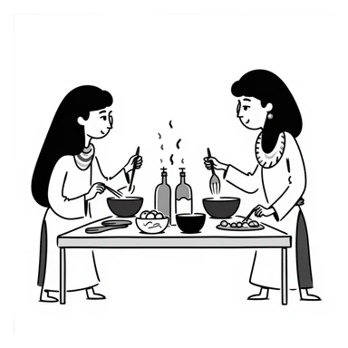 ancient Egyptian cooking scene in hieroglyphic style sticker