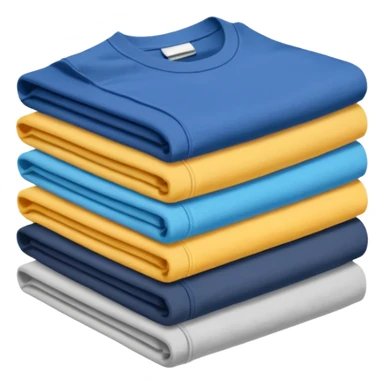 Three T-shirts are folded in a stack sticker