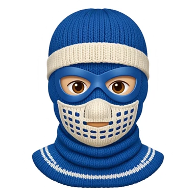 ski mask blue and white on half sides sticker