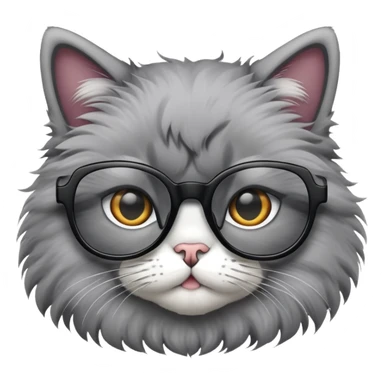cat with black glasses, gray fur sticker