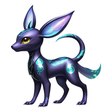 Shiny Ethereal Celestial Futuristic Modern Cyber-Salandit-Umbreon-Espeon-Hybrid (Full body) sticker