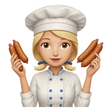 Naked blonde with both hands holding weiner sticker