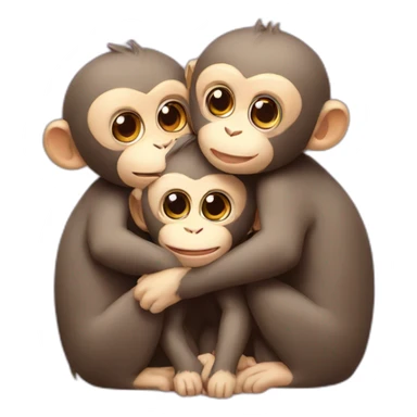 three cute monkeys hugging sticker