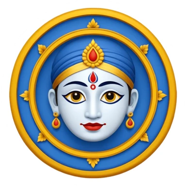 Krishna tilak symbol emoji, blue and yellow colors, no face, just tilak sticker