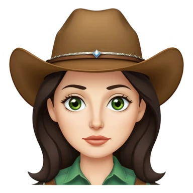 Me  a white woman with long dark brown hair green eyes and thin top lip and big bottom lip and a mole on my left side of my chin very thin eyebrows with a scar on the right eyebrow and a cow girl sticker
