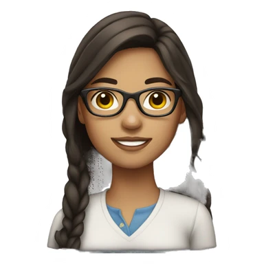 brunette girl with glasses sticker