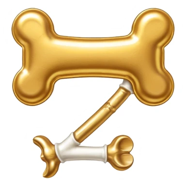 please generate an emoji of a  golden plated dog treat in the shape of a bone sticker