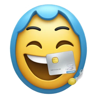 Laughing emoj holding credit card sticker