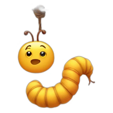 Fuzzy Worm on a string sticker