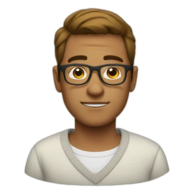  guy with rounded glasses wearing a white sweater sticker