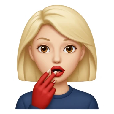 Big lips long nails bestie circle head biting her 1 nail sticker