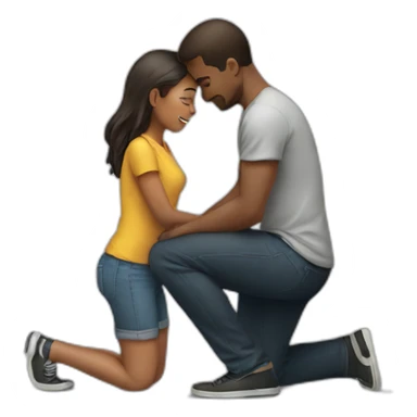 Girl kneeling in front of man sticker