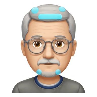 Homme 66 ans cheveux gris en brosse et barbe grise de trois jours lunettes  sticker