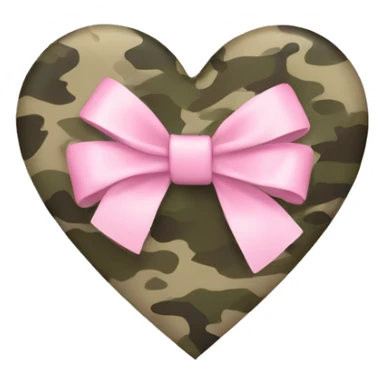 Camouflage heart with light pink bow tied around sticker